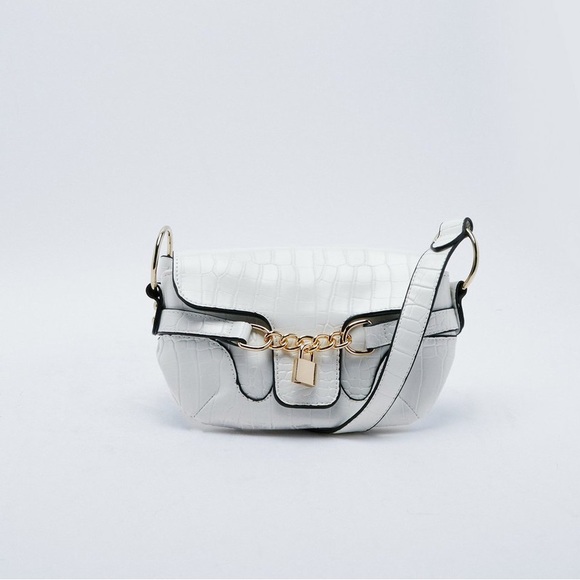 NWT Sold Out Nasty Gal Padlock 'Em Up Croc Shoulder Bag - Picture 10 of 10